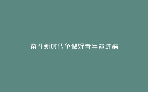 奋斗新时代争做好青年演讲稿