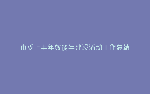 市委上半年效能年建设活动工作总结