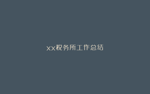 xx税务所工作总结