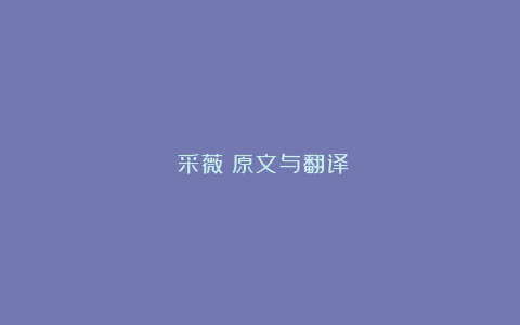 《采薇》原文与翻译