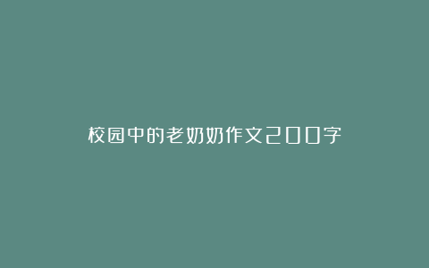 校园中的老奶奶作文200字