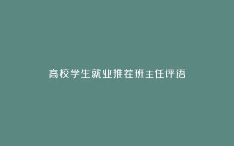 高校学生就业推荐班主任评语