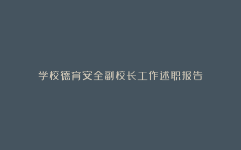 学校德育安全副校长工作述职报告