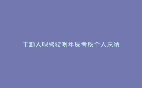 工勤人员驾驶员年度考核个人总结