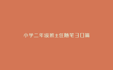 小学二年级班主任随笔30篇