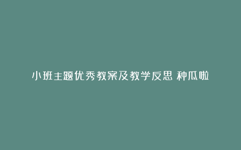 小班主题优秀教案及教学反思《种瓜啦》