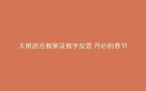 大班语言教案及教学反思《开心的春节》