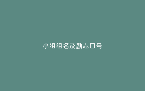 小组组名及励志口号