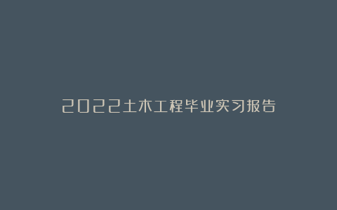 2022土木工程毕业实习报告