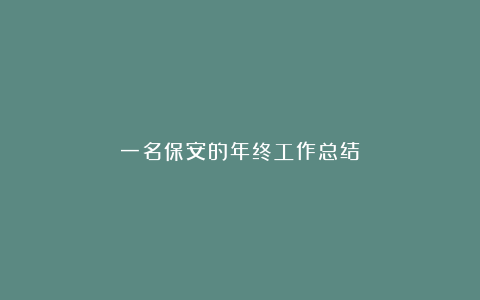 一名保安的年终工作总结