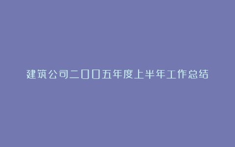 建筑公司二00五年度上半年工作总结