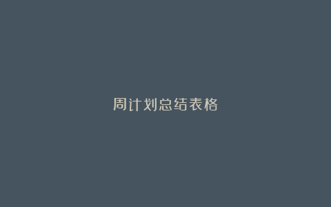 周计划总结表格