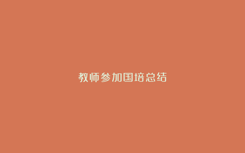 教师参加国培总结