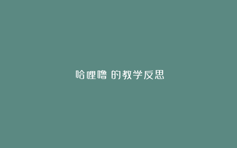 《哈哩噜》的教学反思