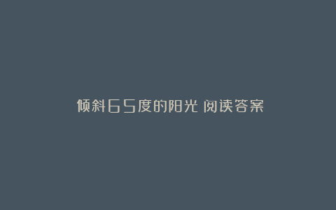 《倾斜65度的阳光》阅读答案