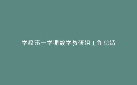 学校第一学期数学教研组工作总结