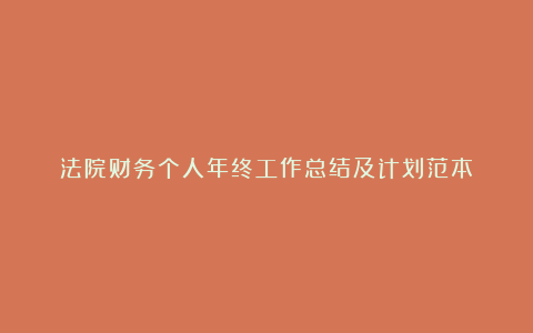 法院财务个人年终工作总结及计划范本