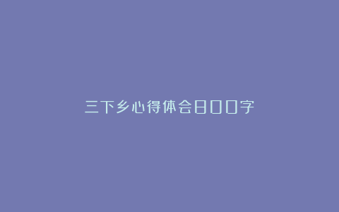 三下乡心得体会800字