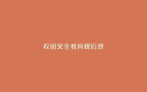 校园安全教育观后感