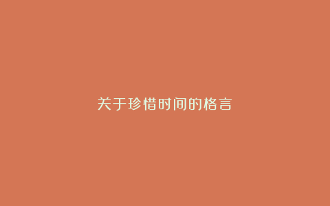 关于珍惜时间的格言