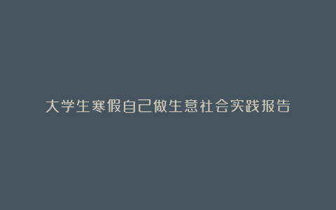 大学生寒假自己做生意社会实践报告