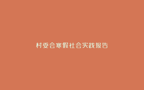 村委会寒假社会实践报告