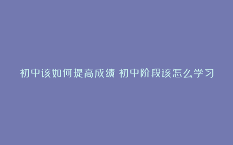 初中该如何提高成绩？初中阶段该怎么学习？