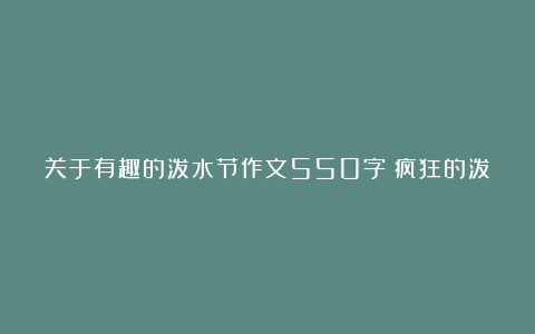 关于有趣的泼水节作文550字：疯狂的泼水节