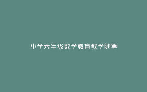 小学六年级数学教育教学随笔