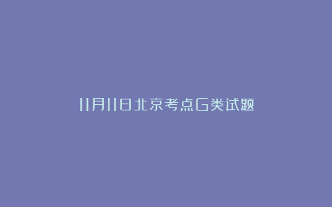 11月11日北京考点G类试题