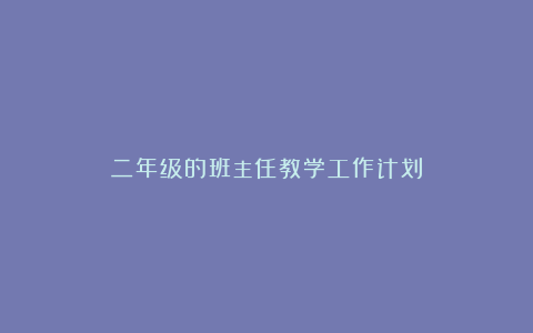 二年级的班主任教学工作计划