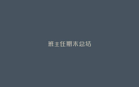 班主任期末总结