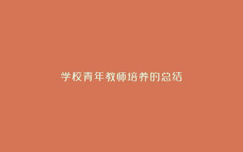 学校青年教师培养的总结