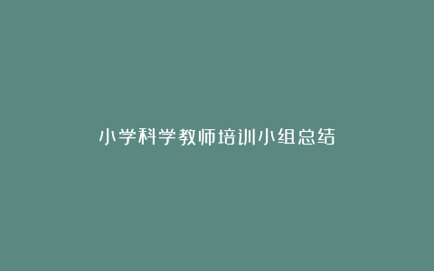 小学科学教师培训小组总结