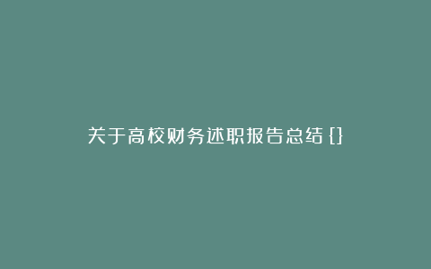 关于高校财务述职报告总结{}