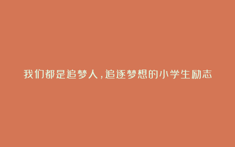 我们都是追梦人，追逐梦想的小学生励志