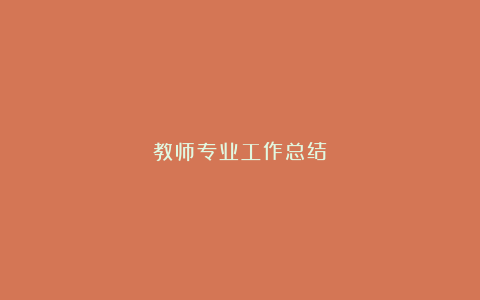 教师专业工作总结