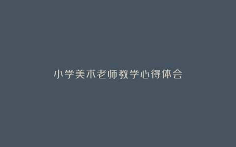 小学美术老师教学心得体会