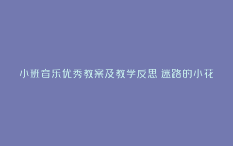 小班音乐优秀教案及教学反思《迷路的小花鸭》