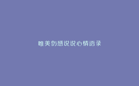 唯美伤感说说心情语录