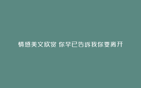 情感美文欣赏：你早已告诉我你要离开