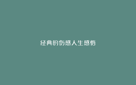 经典的伤感人生感悟