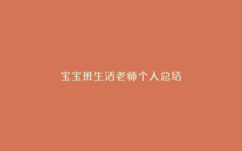 宝宝班生活老师个人总结