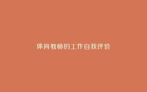 体育教师的工作自我评价