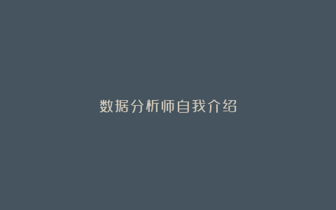 数据分析师自我介绍