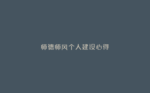 师德师风个人建设心得