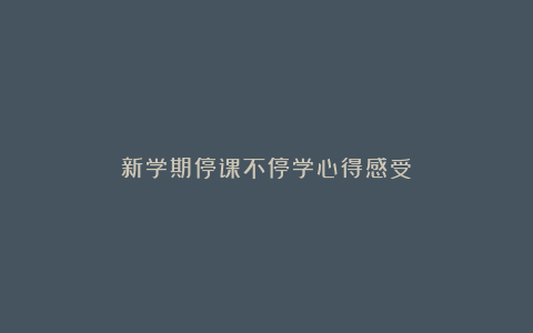 新学期停课不停学心得感受