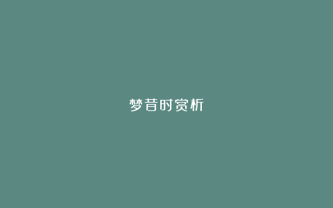 梦昔时赏析