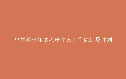 小学校长年度考核个人工作总结及计划