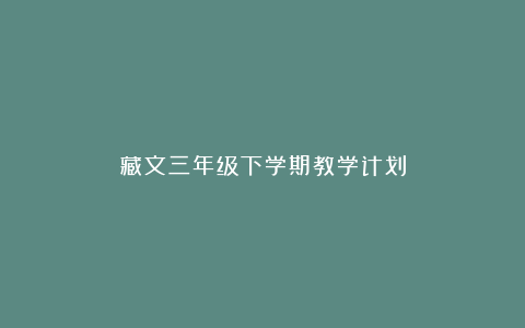 藏文三年级下学期教学计划